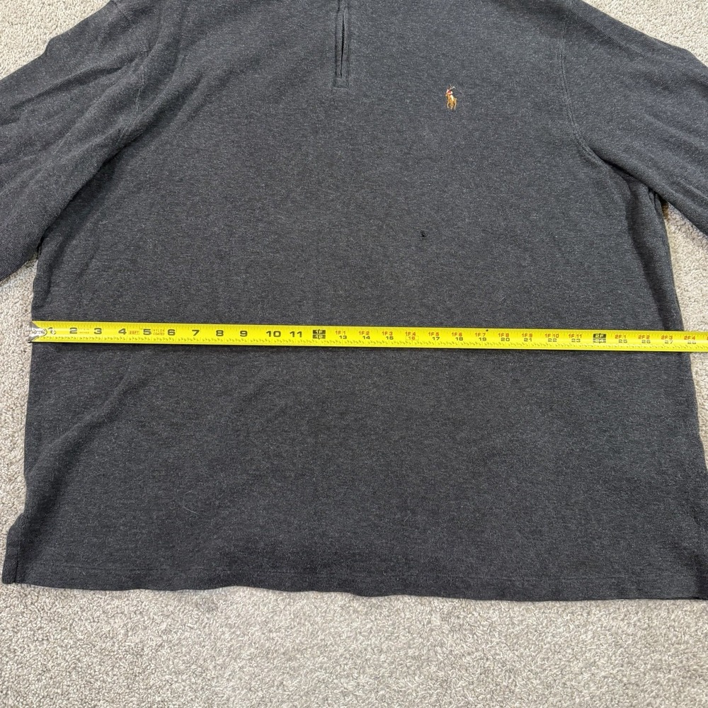 Polo Ralph Lauren Estate Rib 1/4 Zip Sweater XXL Dark‎ Gray Flesh Pony Pullover - Picture 7 of 9